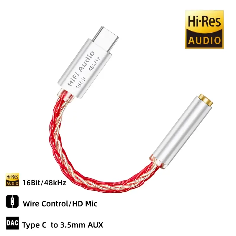 VAOLRO USB Type-C to 3.5mm Headphone Amplifier IEM AMP  Adapter DAC Chip 16Bit/48KHz HiFi