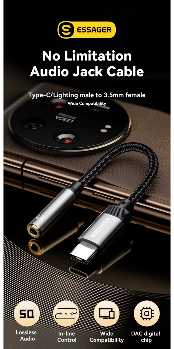 Essager USB Type C to 3.5mm Adapter OTG Type C