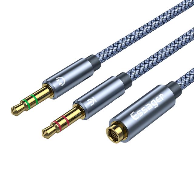 ESSAGER Câble Y Audio/Micro 3.5mm vers PC