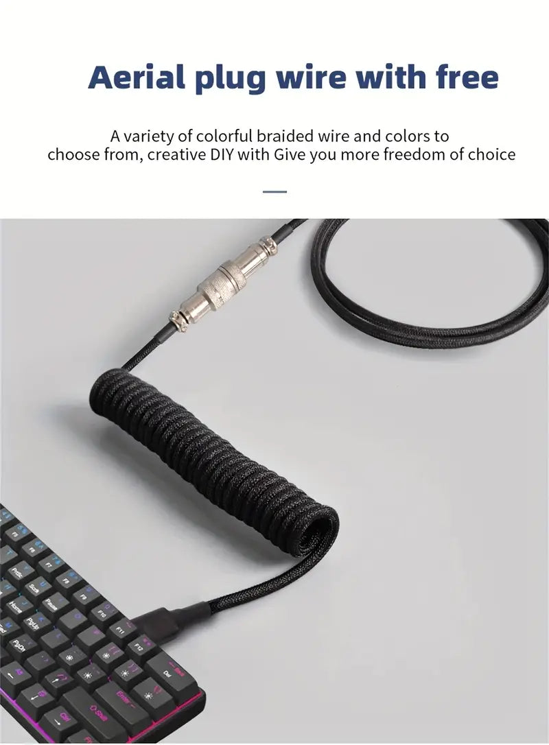 Mechanical Keyboard Coiled Cable USB C USB A