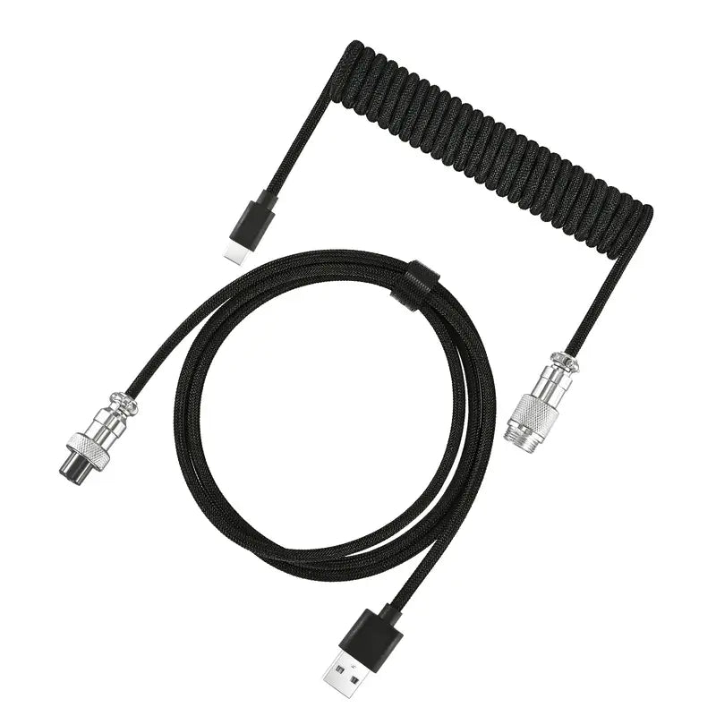 Mechanical Keyboard Coiled Cable USB C USB A