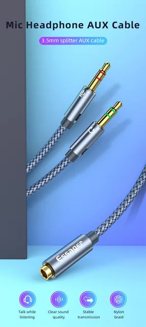 ESSAGER Câble Y Audio/Micro 3.5mm vers PC