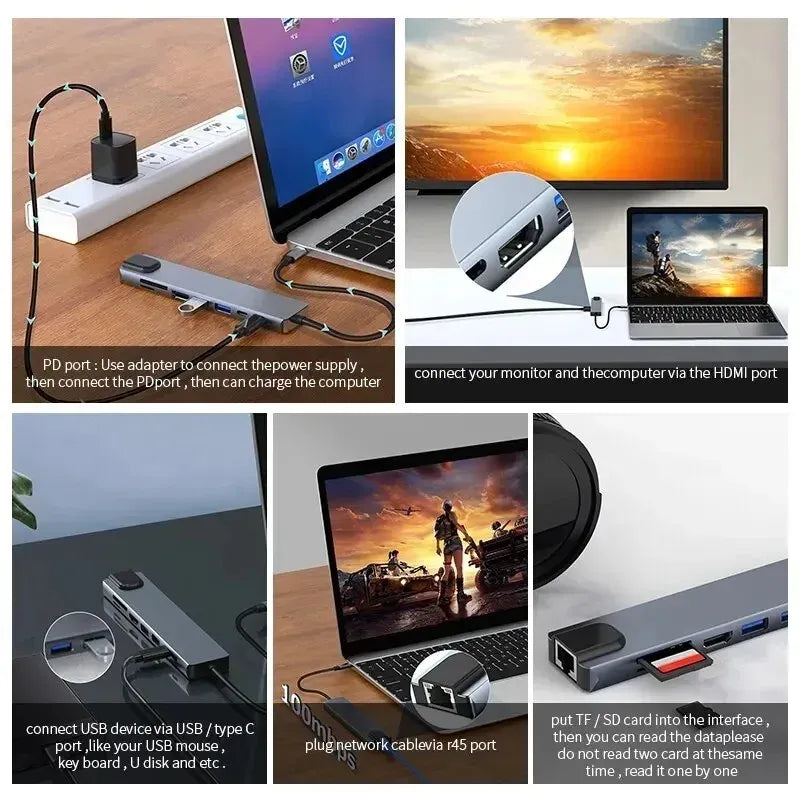 Adaptateur Hub 8 en 1 Type C