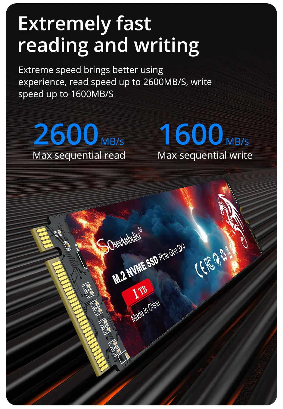 SSD M.2 NVMe SomnAmbulist 128Go – PCIe 3.0