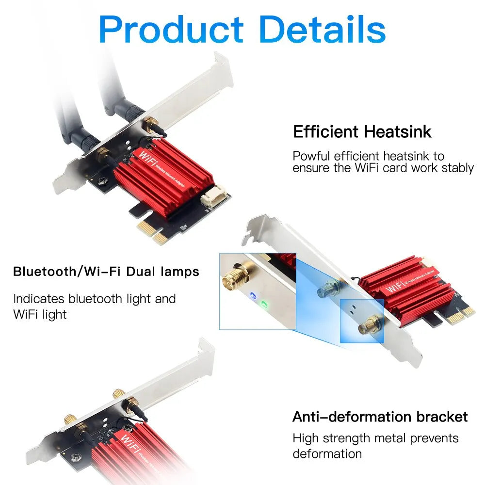 CARTE WIFI 5 PCI-E AC1200 BLUETOOTH 4.0