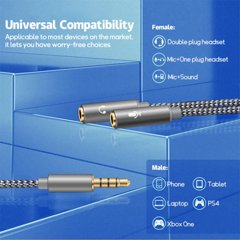 Adaptateur Y 3.5mm Audio/Mic – PC, Console, Mobile