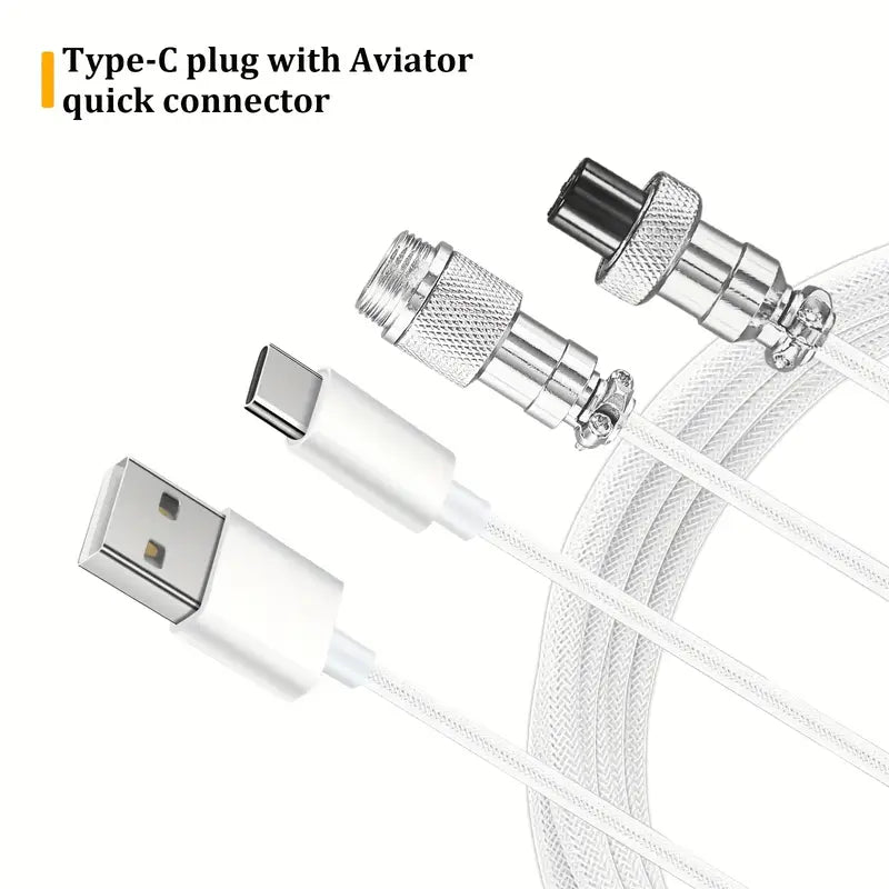 Mechanical Keyboard Coiled Cable USB C USB A