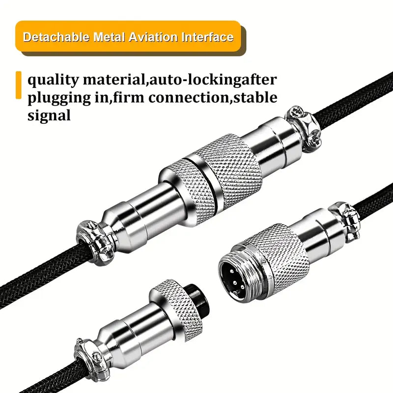Mechanical Keyboard Coiled Cable USB C USB A